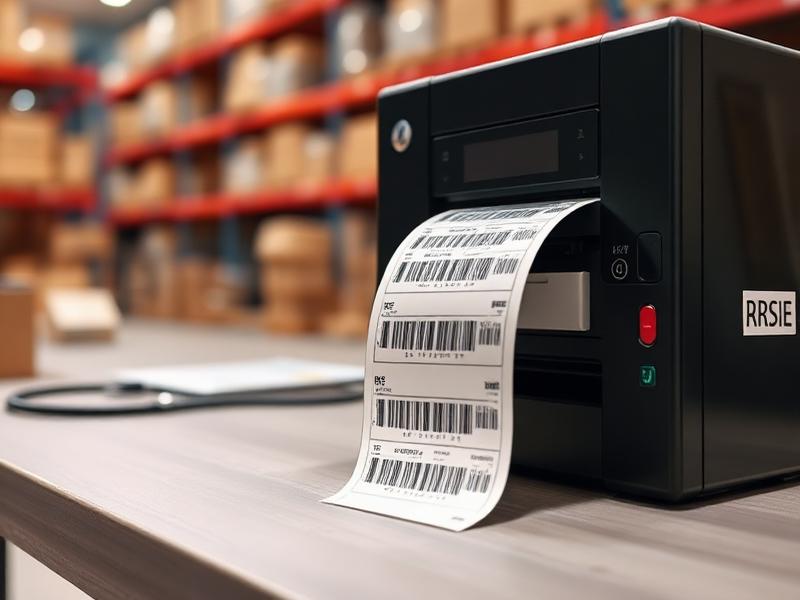 Barcode label printer printing labels in a warehouse