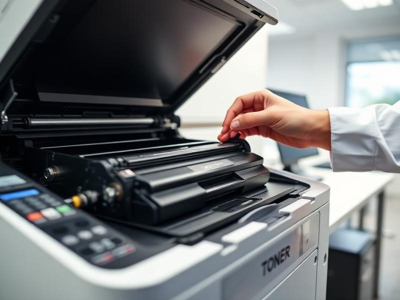Laser printer with toner cartridge and internal components