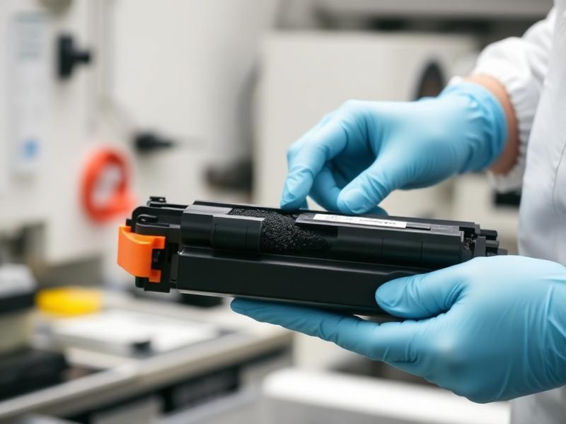 Toner cartridge being professionally refilled